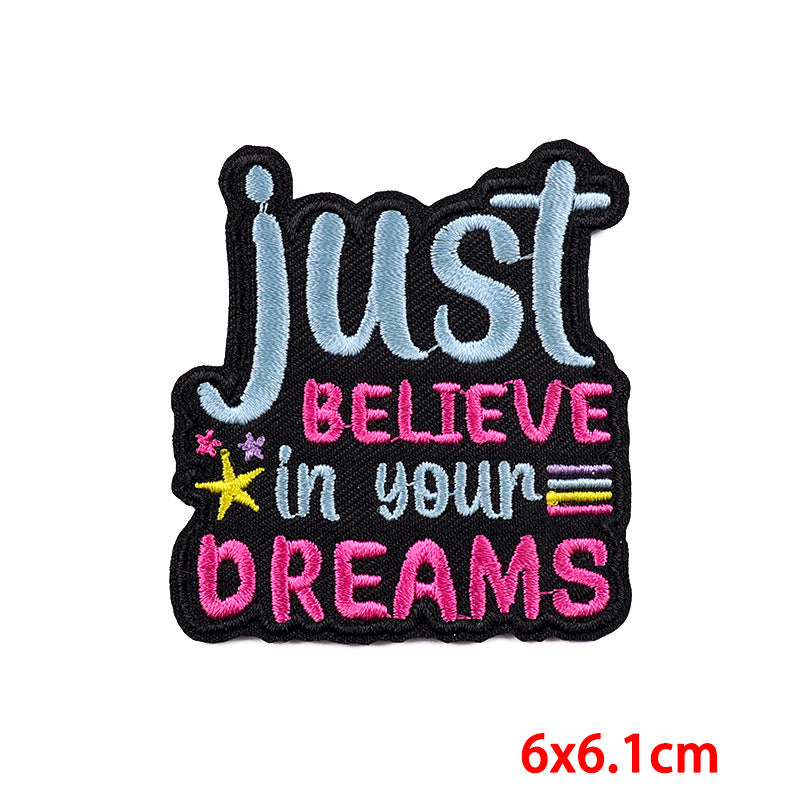 Wholesale Cartoon colorful letters with adhesive DIY embroidery patch